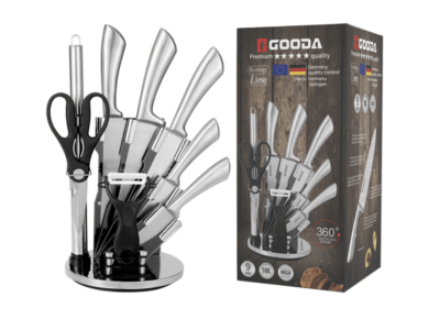 9-dílná sada sada nožů s dutou rukojetí z nerezové oceli Gooda