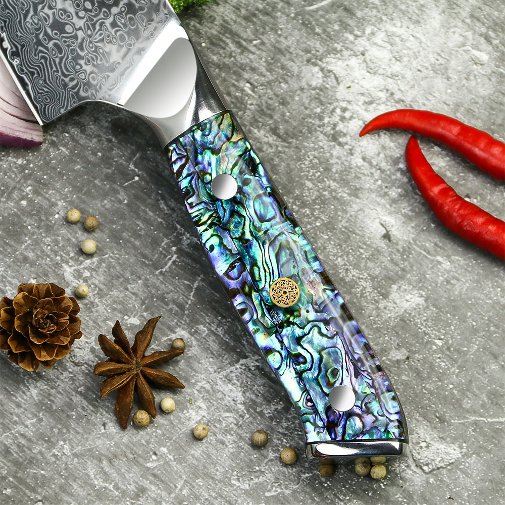 Nůž Santoku 12,5/24cm Damašková ocel 67/přírodní perleť Abalone Gooda - Obrázek 2
