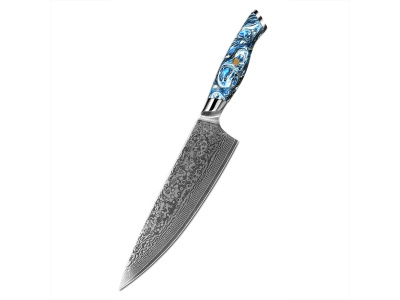 Nůž Chef 20,7/35cm Damašková ocel 67/oceánská modrá pryskyřice Gooda