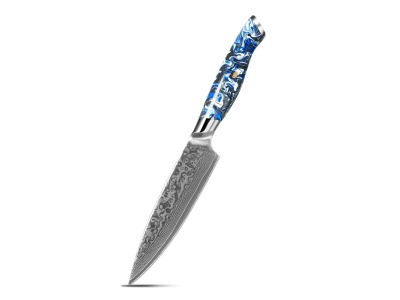 Nůž Utility 13,3/25cm Damašková ocel 67/oceánská modrá pryskyřice UG Grill