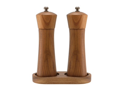 Sada 2x ruční mlýnek 16cm z akácie s podstavcem UG Grill