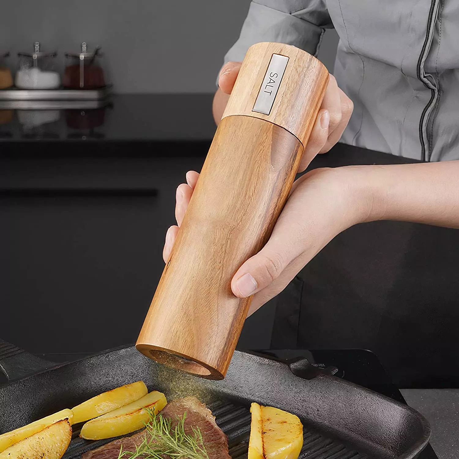 Sada 2x ruční mlýnek 21,4cm z akácie s příslušenstvím UG Grill - Obrázek 7