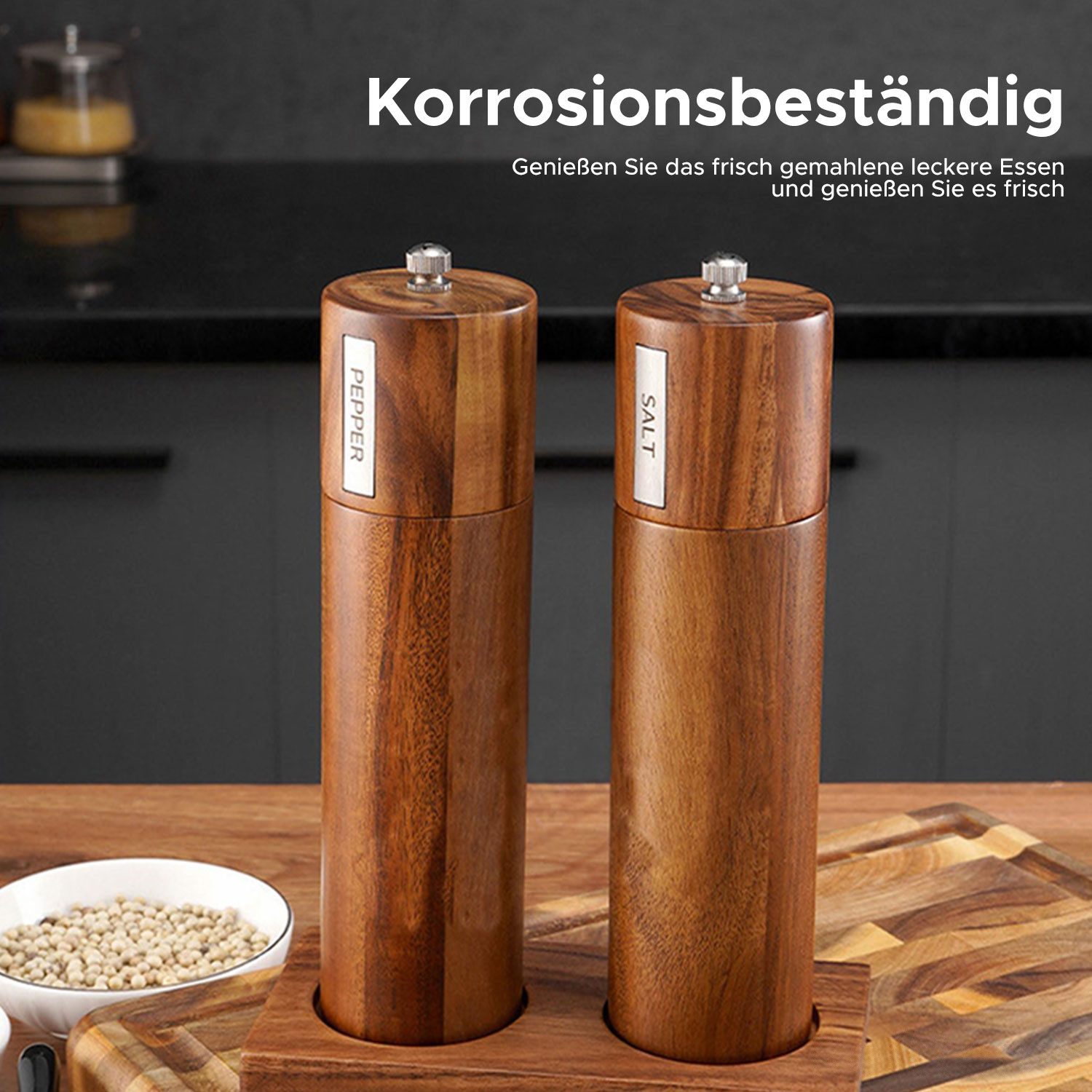 Sada 2x ruční mlýnek 21,4cm z akácie s příslušenstvím UG Grill - Obrázek 2