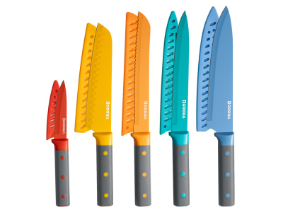 10-dílná sada kuchyňských nožů barevná Gooda