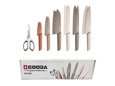 13-dílná sada kuchyňských nožů šedá Gooda