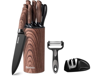 9-dílná sada kuchyňských nožů s blokem hnědá Gooda