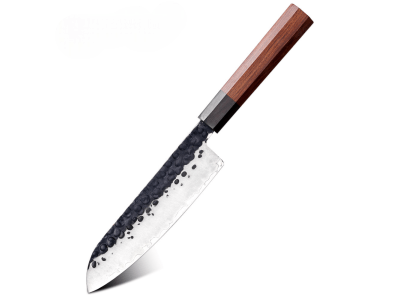 Nůž Santoku 18/33cm 3-vrstvá ocel/červené a ebenové dřevo Gooda