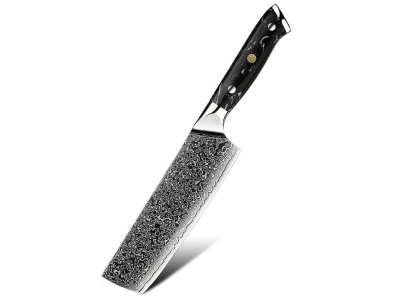 Nůž Nakiri 17/30cm Damašková ocel 67/černý mramor pryskyřice Gooda