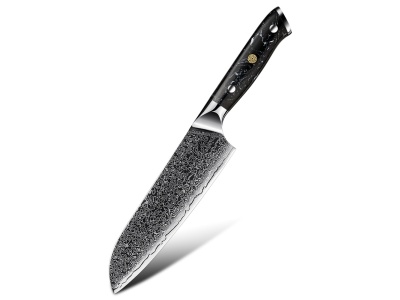 Nůž Santoku 18/31,5cm Damašková ocel 67/černý mramor pryskyřice Gooda