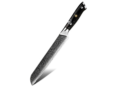 Nůž Bread 21/34cm Damašková ocel 67/černý mramor pryskyřice Gooda