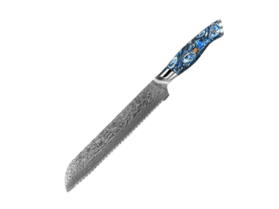 Nůž Bread 21/35cm Damašková ocel 67/oceánská modrá pryskyřice Gooda