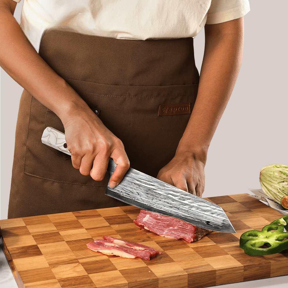 Nůž Kiritsuke 22/35,5cm Damašková ocel 67/nerez objímka a bílá pryskyřice Gooda - Obrázek 2