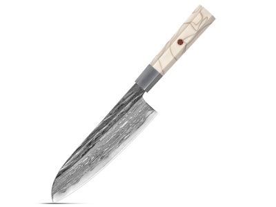 Nůž Santoku 18/31,6cm Damašková ocel 67/nerez objímka a bílá pryskyřice Gooda