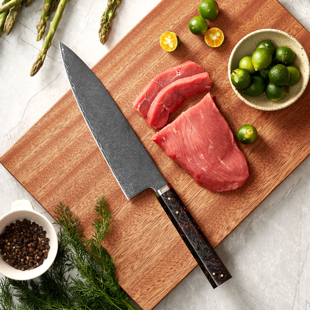 Nůž Chef 22/37cm 3-vrstvá VG-10/mosaz a karbonové vlákno Gooda - Obrázek 3