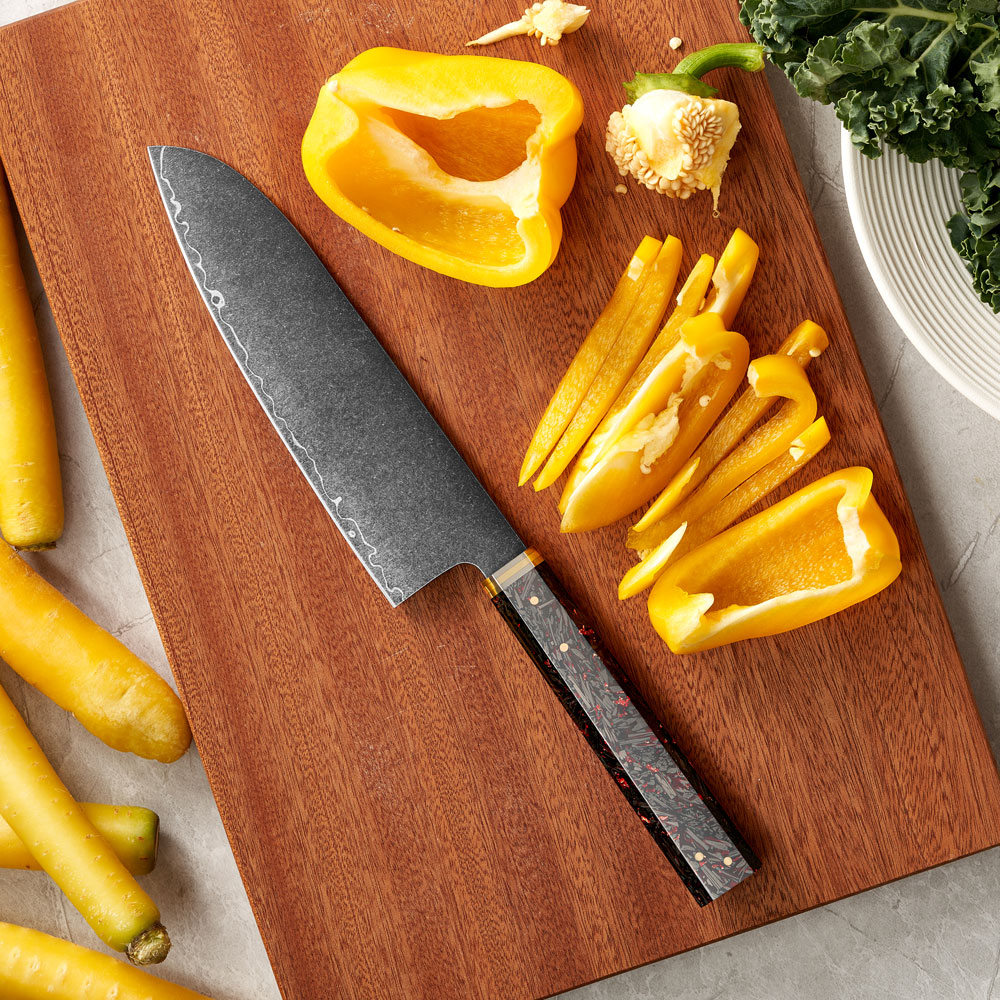 Nůž Santoku 18/33cm 3-vrstvá VG-10/mosaz a karbonové vlákno Gooda - Obrázek 4