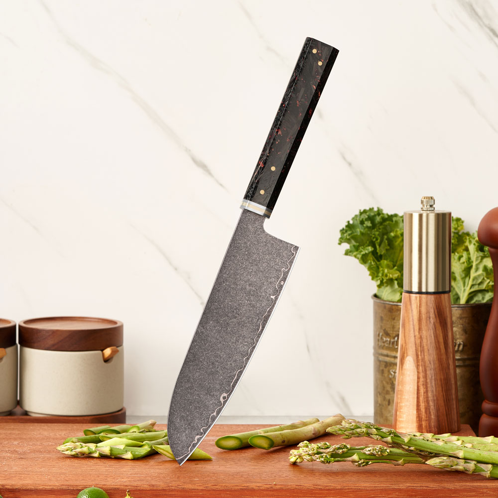 Nůž Santoku 18/33cm 3-vrstvá VG-10/mosaz a karbonové vlákno Gooda - Obrázek 3