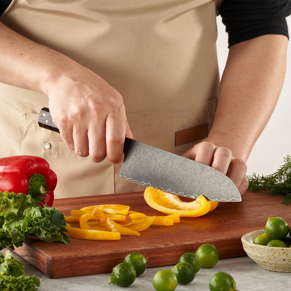 Nůž Santoku 18/33cm 3-vrstvá VG-10/mosaz a karbonové vlákno Gooda - Obrázek 5