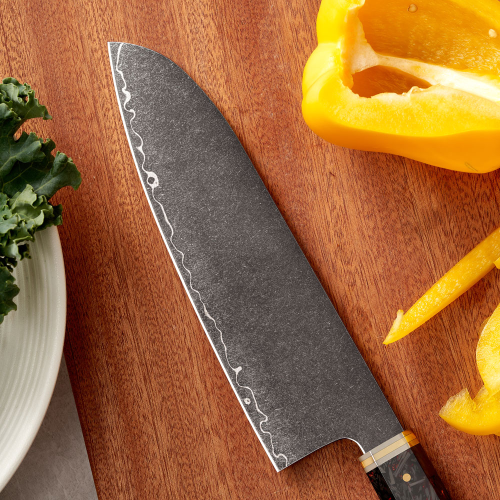 Nůž Santoku 18/33cm 3-vrstvá VG-10/mosaz a karbonové vlákno Gooda - Obrázek 6