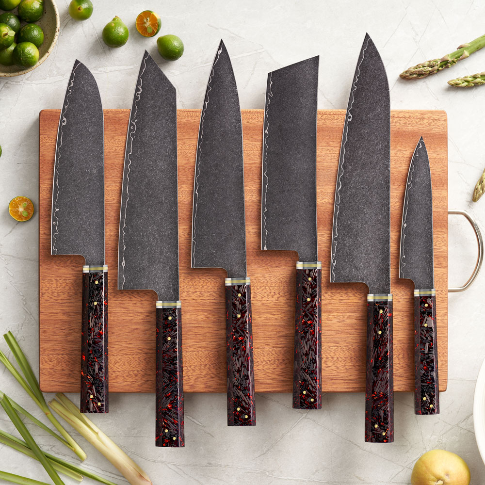 Nůž Santoku 18/33cm 3-vrstvá VG-10/mosaz a karbonové vlákno Gooda - Obrázek 8