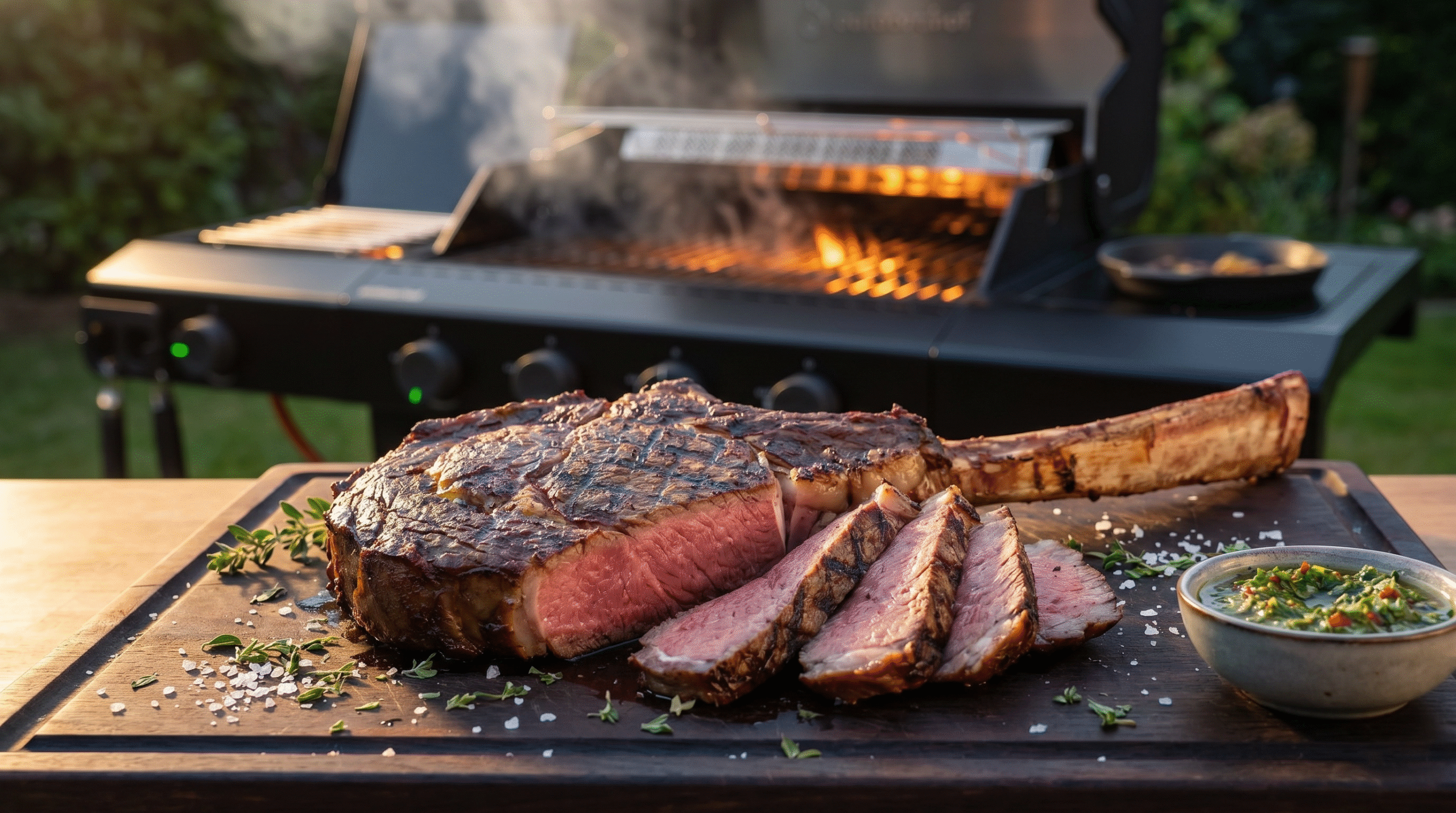 Tomahawk steak na Outdoorchef Heat C435: celý postup od přípravy po chimichurri