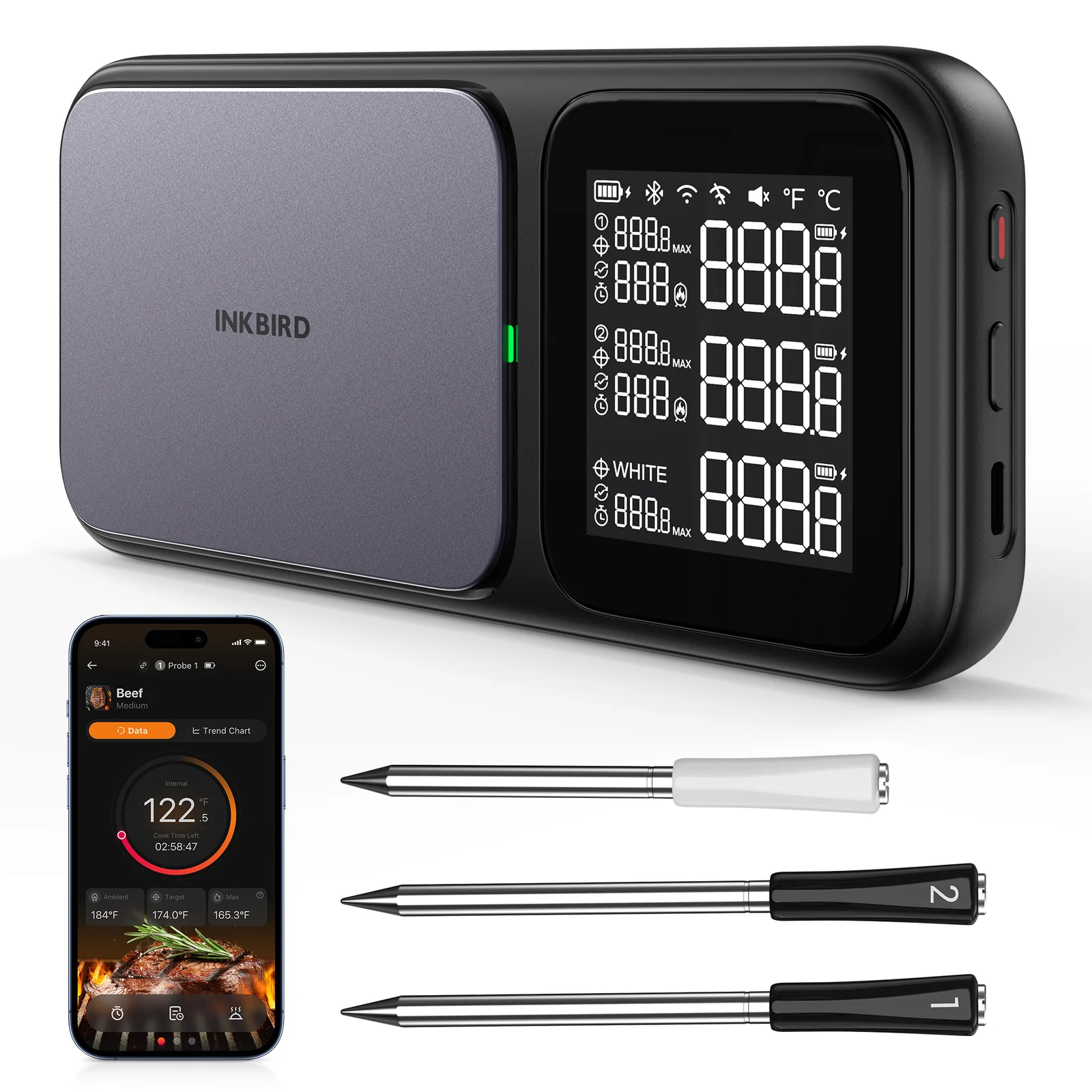 WiFi + Bluetooth bezdrátový teploměr s 3 sondami INT-33-BW Inkbird - Obrázek 3