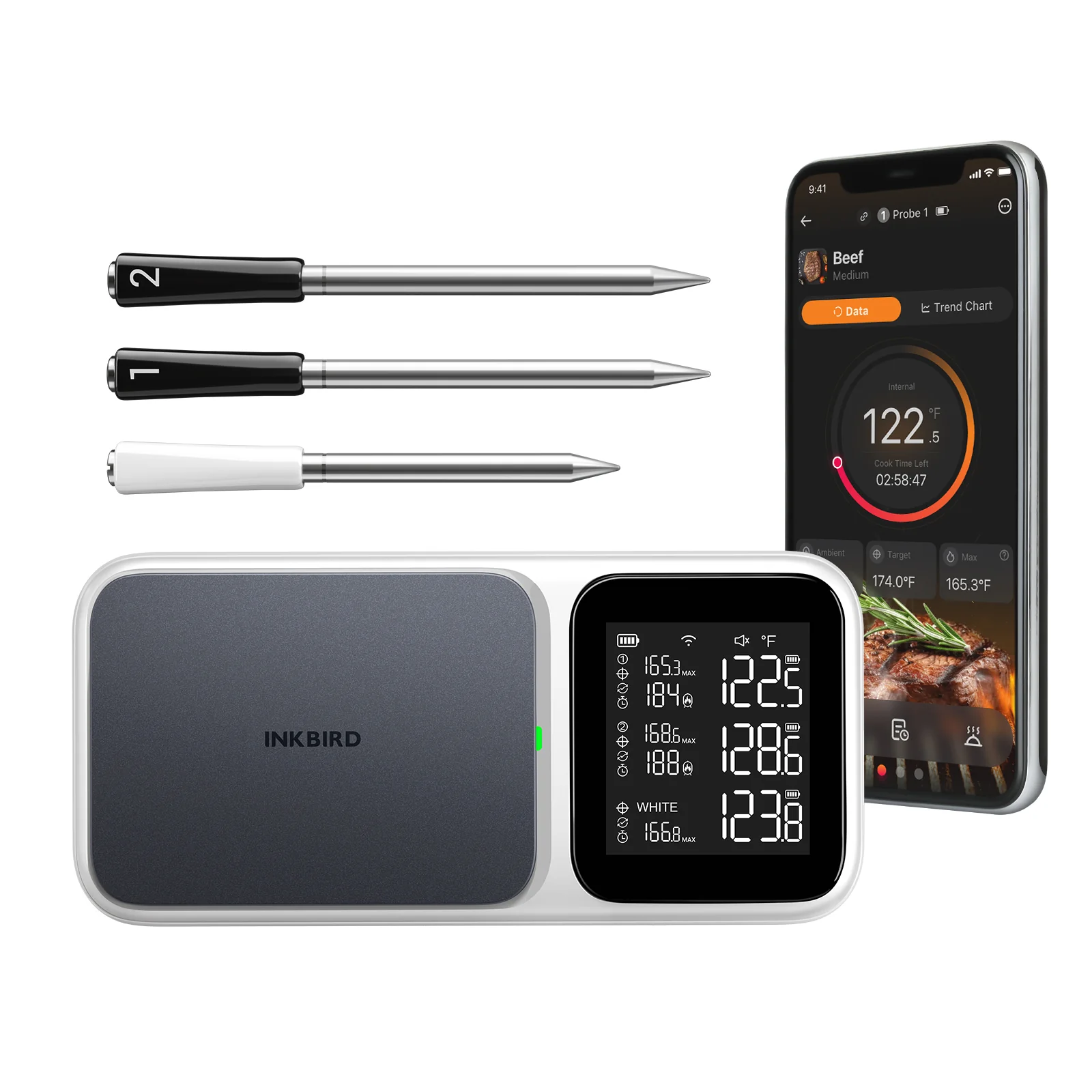 WiFi + Bluetooth bezdrátový teploměr s 3 sondami INT-33-BW Inkbird - Obrázek 4