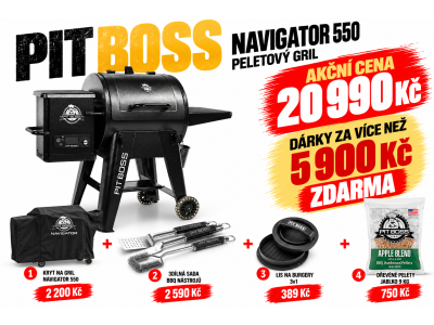 Gril na pelety Navigator 550 Pit Boss / PB550G + ZDARMA příslušenství v hodnotě 5 900 Kč