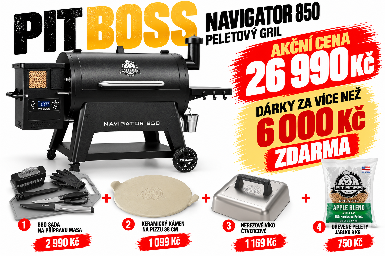 Gril na pelety Navigator 850 Pit Boss + ZDARMA příslušenství v hodnotě 6 000 Kč