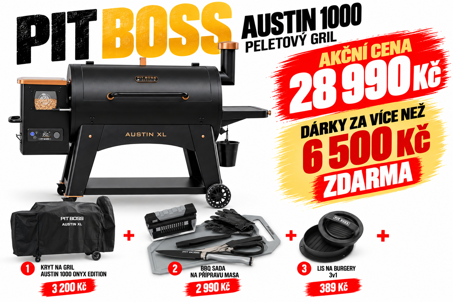 Gril na pelety Austin 1000 - Onyx Edice Pit Boss + ZDARMA příslušenství za 6 500 Kč