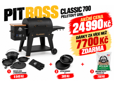 Gril na pelety Classic 700 Onyx Pit Boss + ZDARMA příslušenství v hodnotě 7 700 Kč
