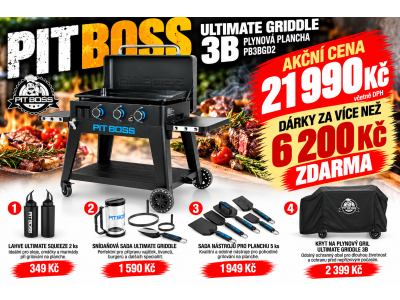 Plynový gril Ultimate Griddle Plancha 3B Pit Boss + ZDARMA příslušenství v hodnotě 6 200 Kč